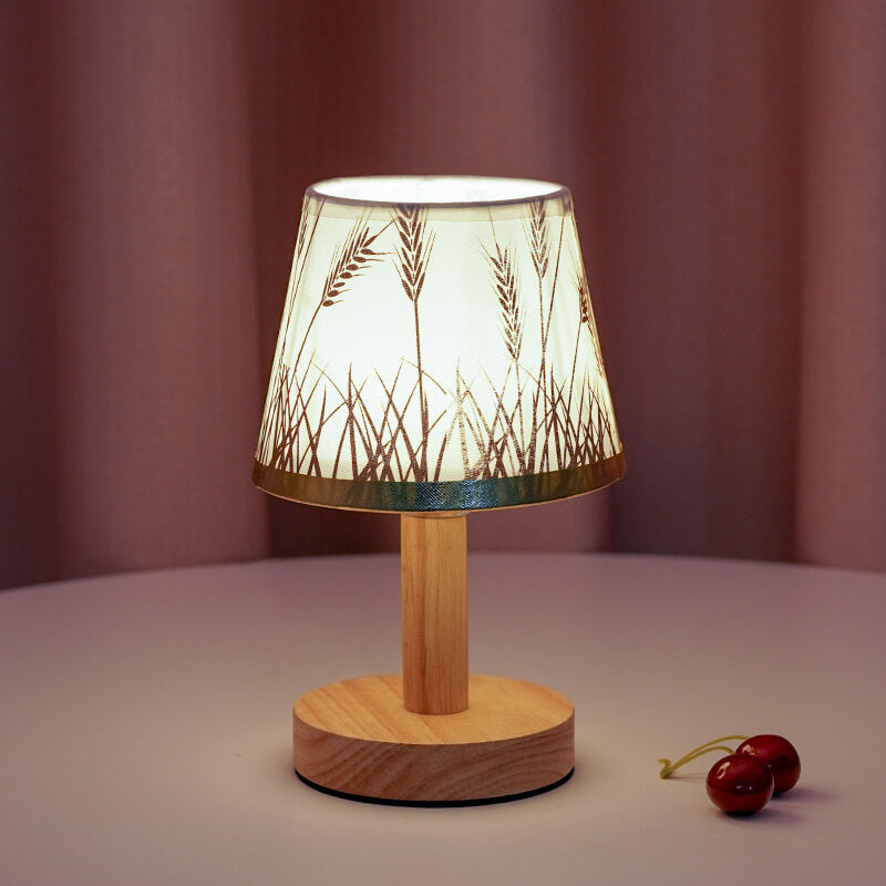 Modern LED Table Lamp with Vintage Linen Shade - USB Plug-In for Bedside or Living Room 6
