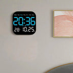 Modern LED Wall Clock with Remote & Temperature Display, 18.5cm Square 1