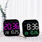 Modern LED Wall Clock with Remote & Temperature Display, 18.5cm Square 2