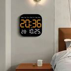 Modern LED Wall Clock with Remote & Temperature Display, 18.5cm Square 3