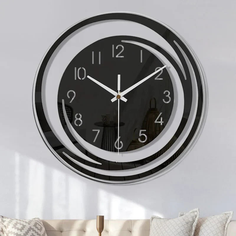 Modern Large Black Acrylic Wall Clock with Silent Quartz Movement – Minimalist Wall Clock Decor for Contemporary Interiors 0