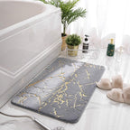 Modern Marble Bath Mat with Gold Accents – Soft Non-Slip Bathroom Rug, Absorbent Fleece, Quick Dry, 20 x 32 Inches 0