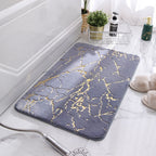 Modern Marble Bath Mat with Gold Accents – Soft Non-Slip Bathroom Rug, Absorbent Fleece, Quick Dry, 20 x 32 Inches 1