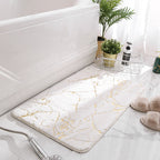 Modern Marble Bath Mat with Gold Accents – Soft Non-Slip Bathroom Rug, Absorbent Fleece, Quick Dry, 20 x 32 Inches 3