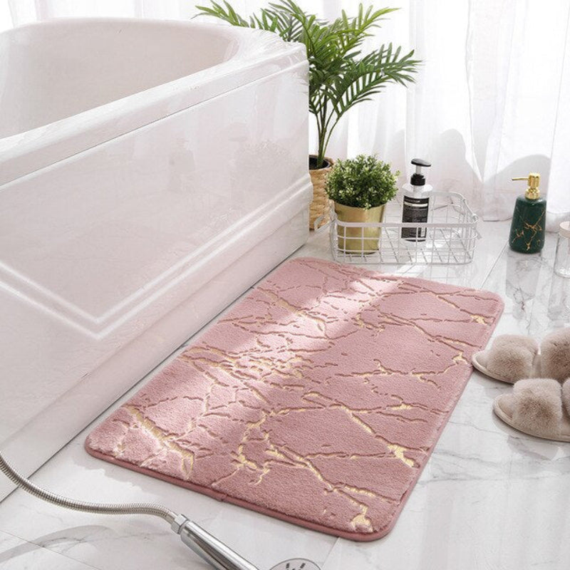 Modern Marble Bath Mat with Gold Accents – Soft Non-Slip Bathroom Rug, Absorbent Fleece, Quick Dry, 20 x 32 Inches 5