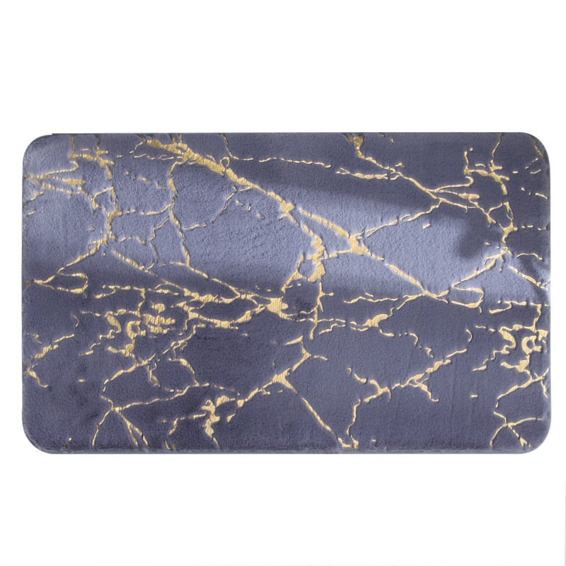 Modern Marble Bath Mat with Gold Accents – Soft Non-Slip Bathroom Rug, Absorbent Fleece, Quick Dry, 20 x 32 Inches 7