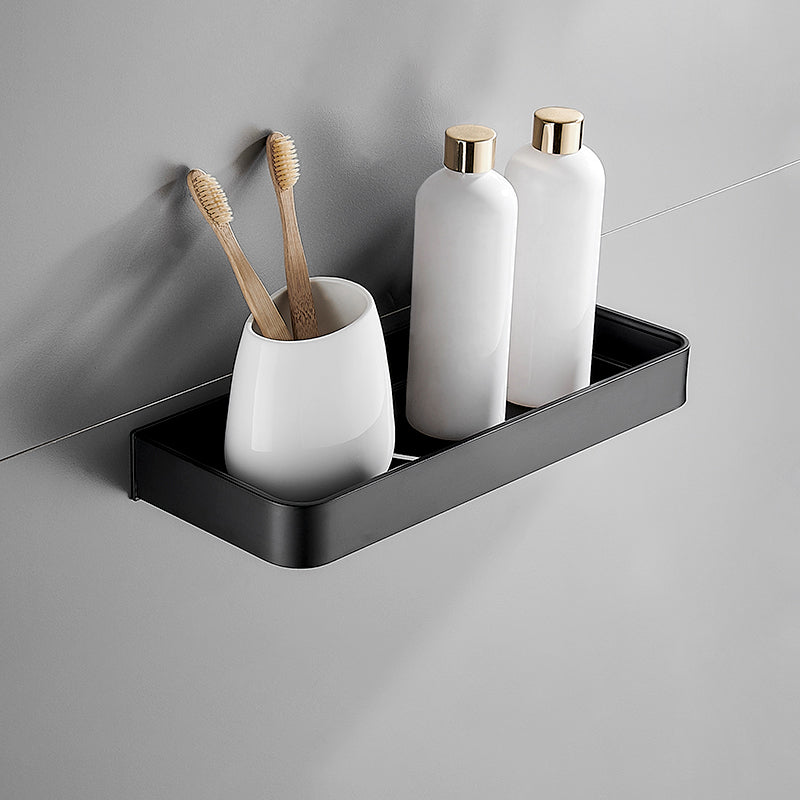 Modern Matt Black Aluminum Bathroom Accessories Set with Bath Shelf Options – Durable and Stylish Organization Solution 0