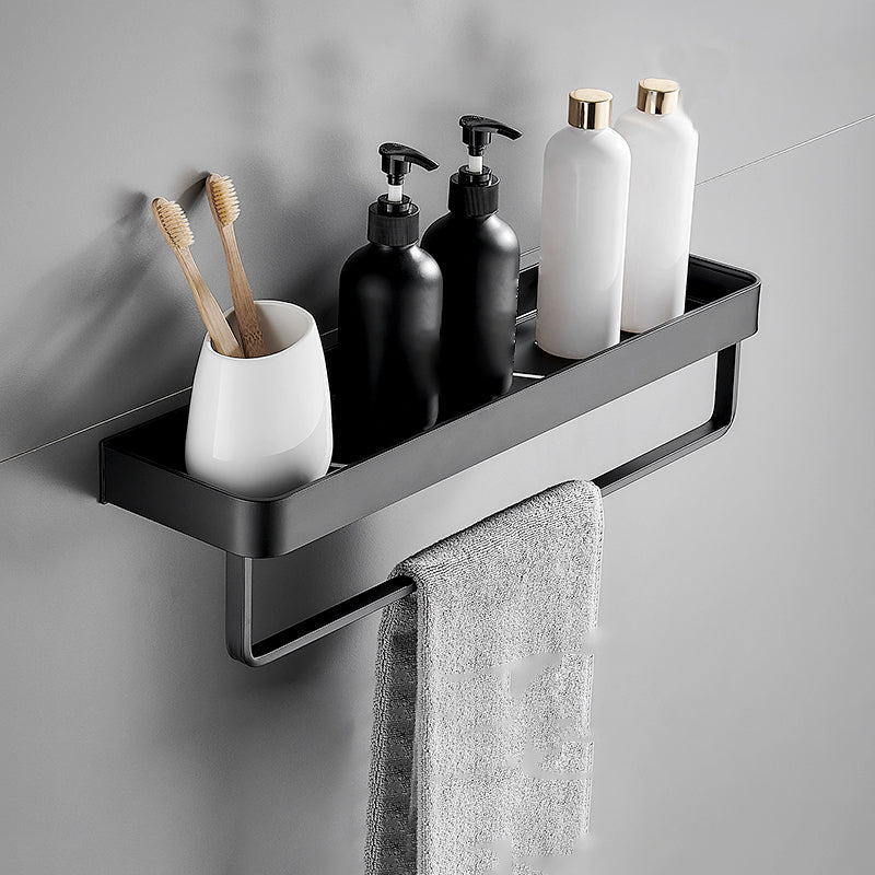 Modern Matt Black Aluminum Bathroom Accessories Set with Bath Shelf Options – Durable and Stylish Organization Solution 11
