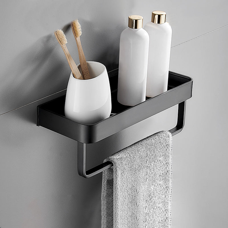 Modern Matt Black Aluminum Bathroom Accessories Set with Bath Shelf Options – Durable and Stylish Organization Solution 13