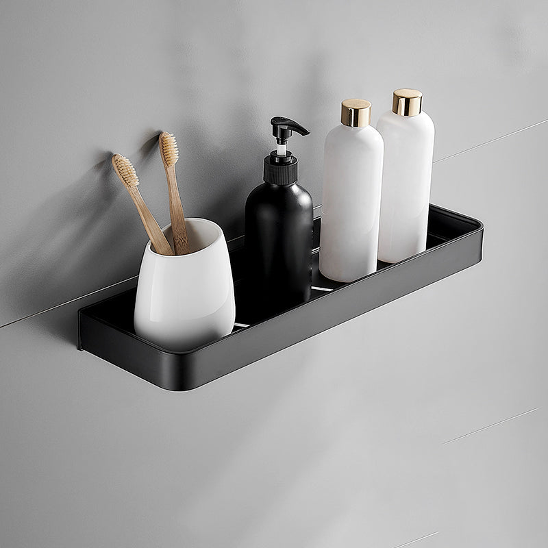 Modern Matt Black Aluminum Bathroom Accessories Set with Bath Shelf Options – Durable and Stylish Organization Solution 15