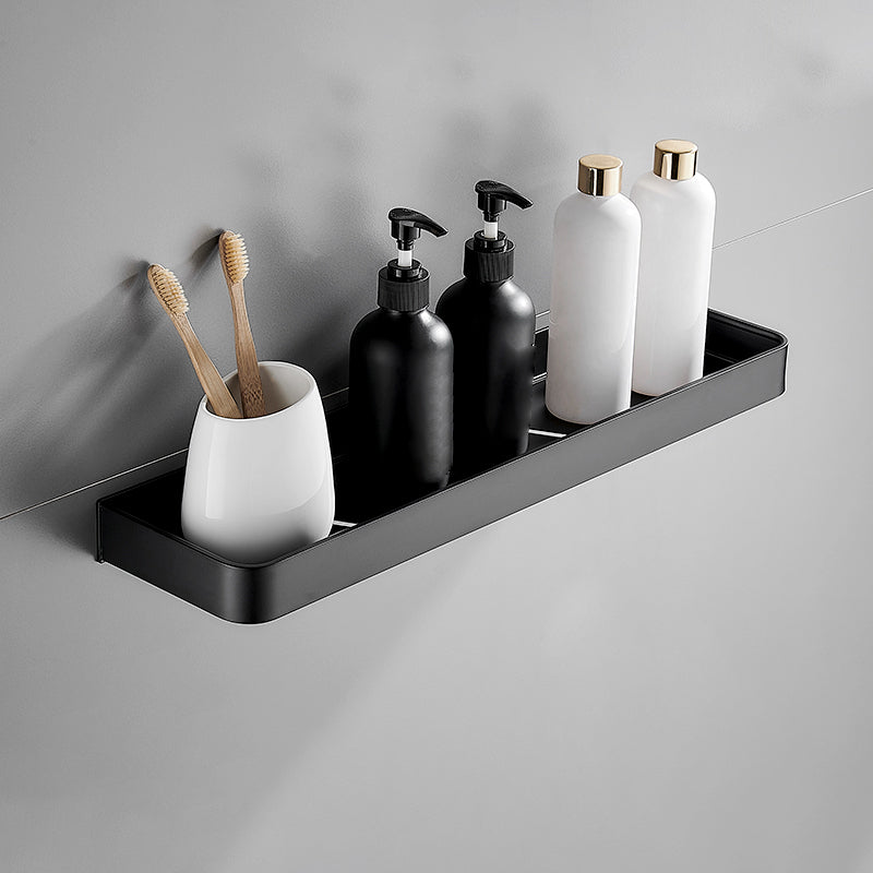 Modern Matt Black Aluminum Bathroom Accessories Set with Bath Shelf Options – Durable and Stylish Organization Solution 18