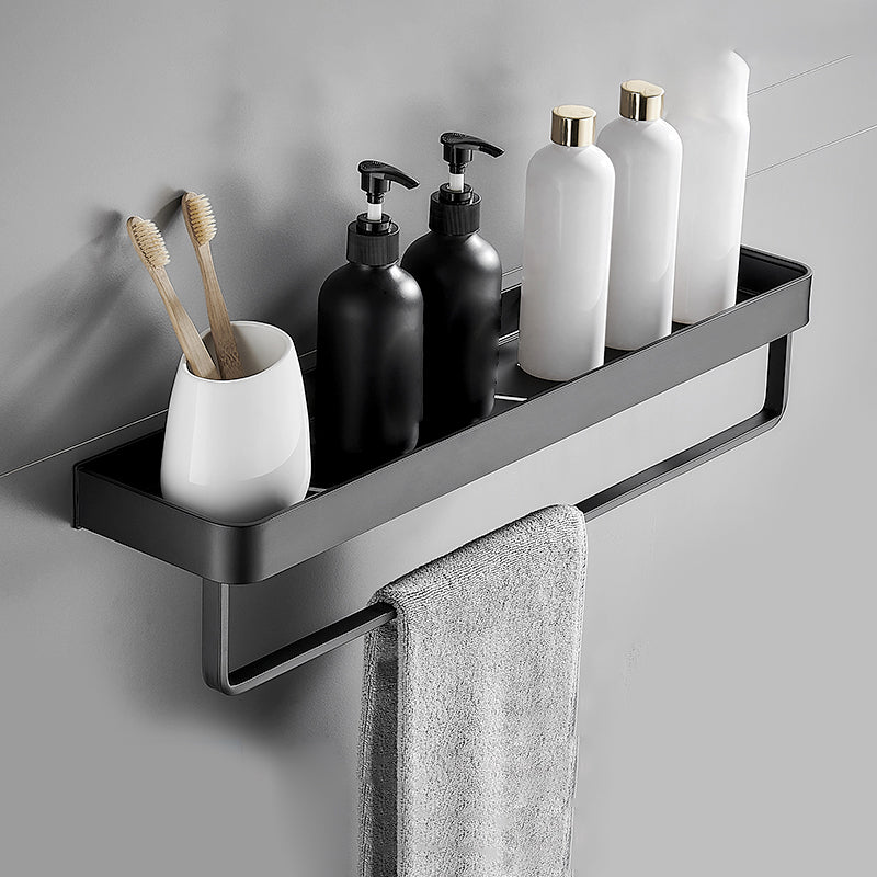 Modern Matt Black Aluminum Bathroom Accessories Set with Bath Shelf Options – Durable and Stylish Organization Solution 19