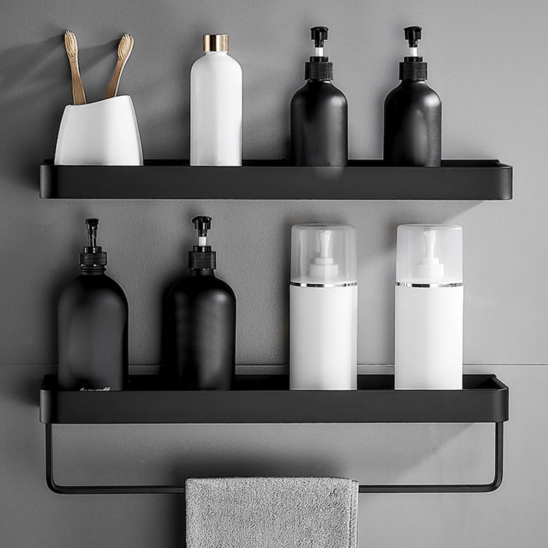 Modern Matt Black Aluminum Bathroom Accessories Set with Bath Shelf Options – Durable and Stylish Organization Solution 2
