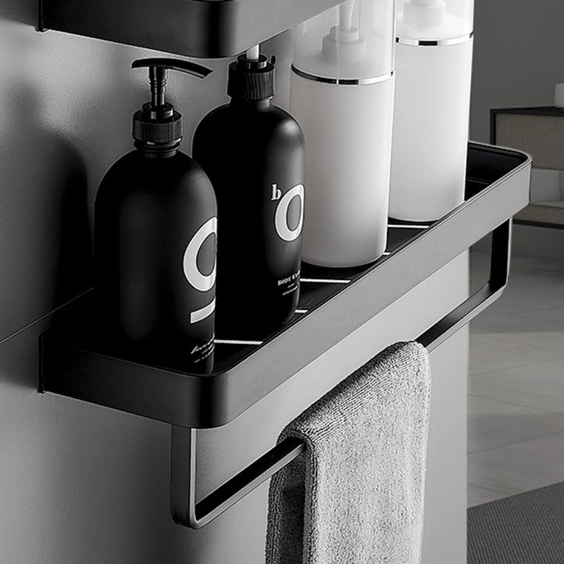 Modern Matt Black Aluminum Bathroom Accessories Set with Bath Shelf Options – Durable and Stylish Organization Solution 3