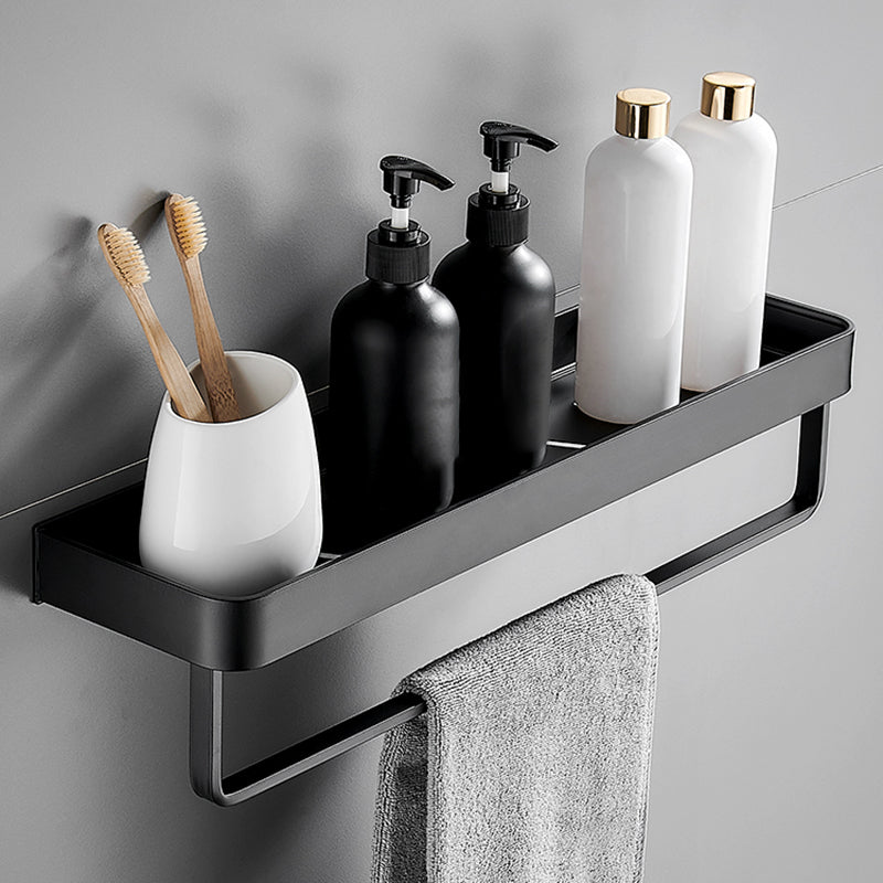 Modern Matt Black Aluminum Bathroom Accessories Set with Bath Shelf Options – Durable and Stylish Organization Solution 7