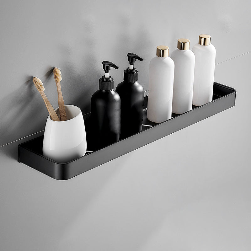 Modern Matt Black Aluminum Bathroom Accessories Set with Bath Shelf Options – Durable and Stylish Organization Solution 9