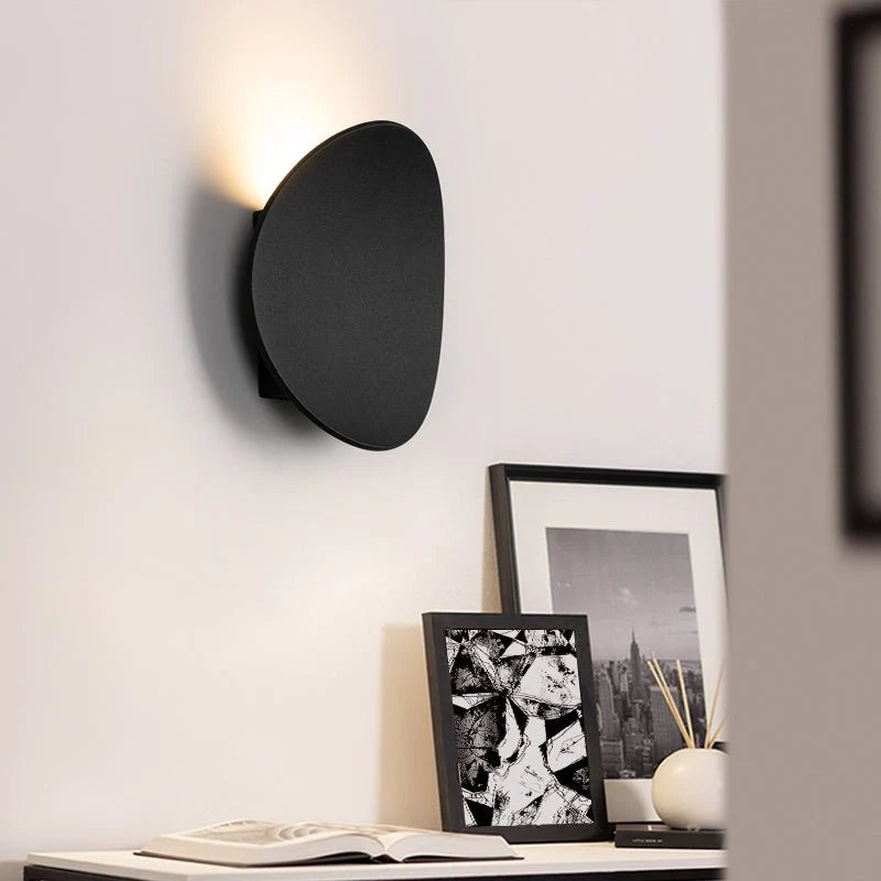 Modern Minimalist Curved Round LED Wall Sconce with Adjustable Tri-Color Lighting – Dual Installation Options, Matte Black Finish 0