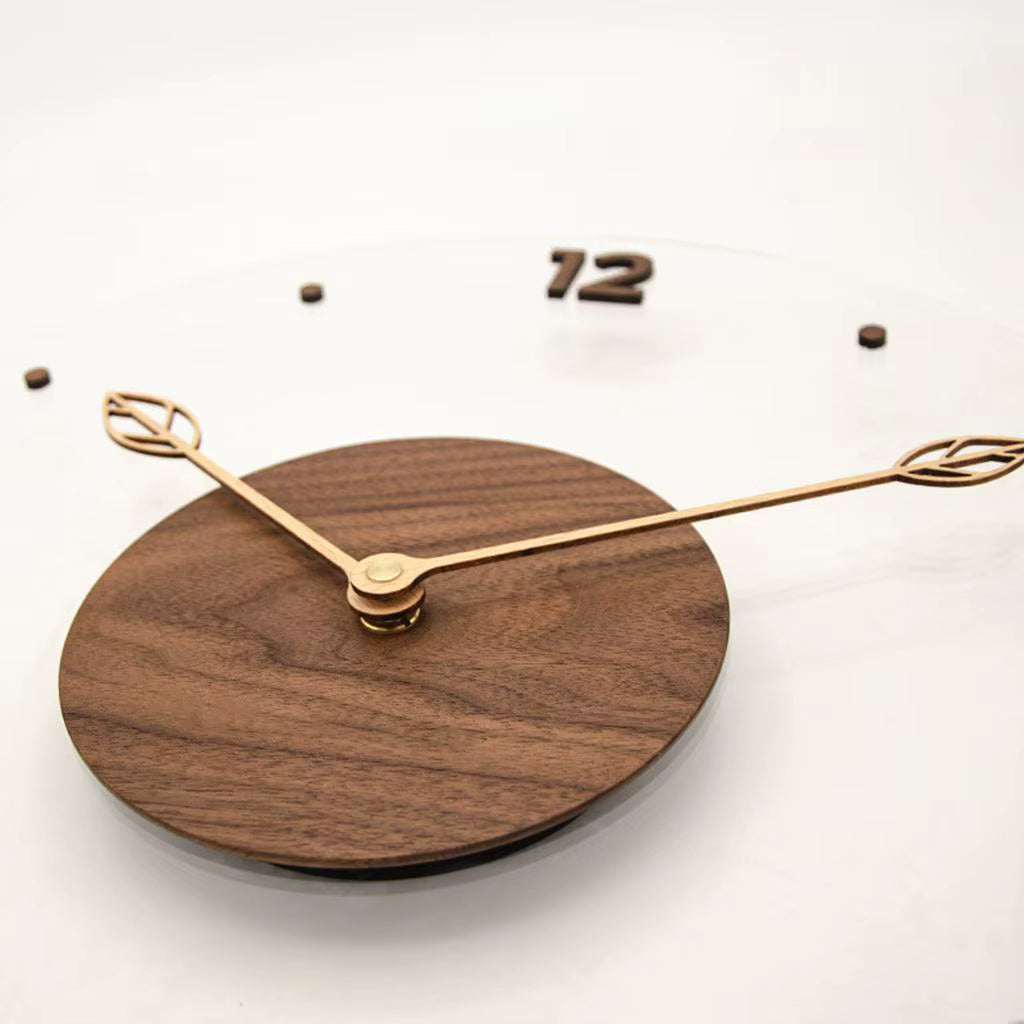 Modern Round Wall Clock with Walnut Centre and Quartz Movement 1