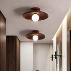 Modern Scandinavian Flush Mount Ceiling Light with Wood Shade – LED Fixture in Light Ash and Deep Walnut Options 3