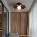 Modern Scandinavian Flush Mount Ceiling Light with Wood Shade – LED Fixture in Light Ash and Deep Walnut Options 5