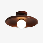 Modern Scandinavian Flush Mount Ceiling Light with Wood Shade – LED Fixture in Light Ash and Deep Walnut Options 9