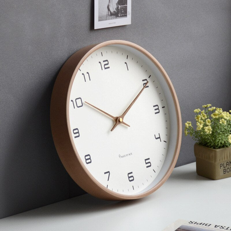 Modern Scandinavian Wooden Wall Clock – Minimalist Design in Natural Wood Tone for Kitchen and Living Room 2