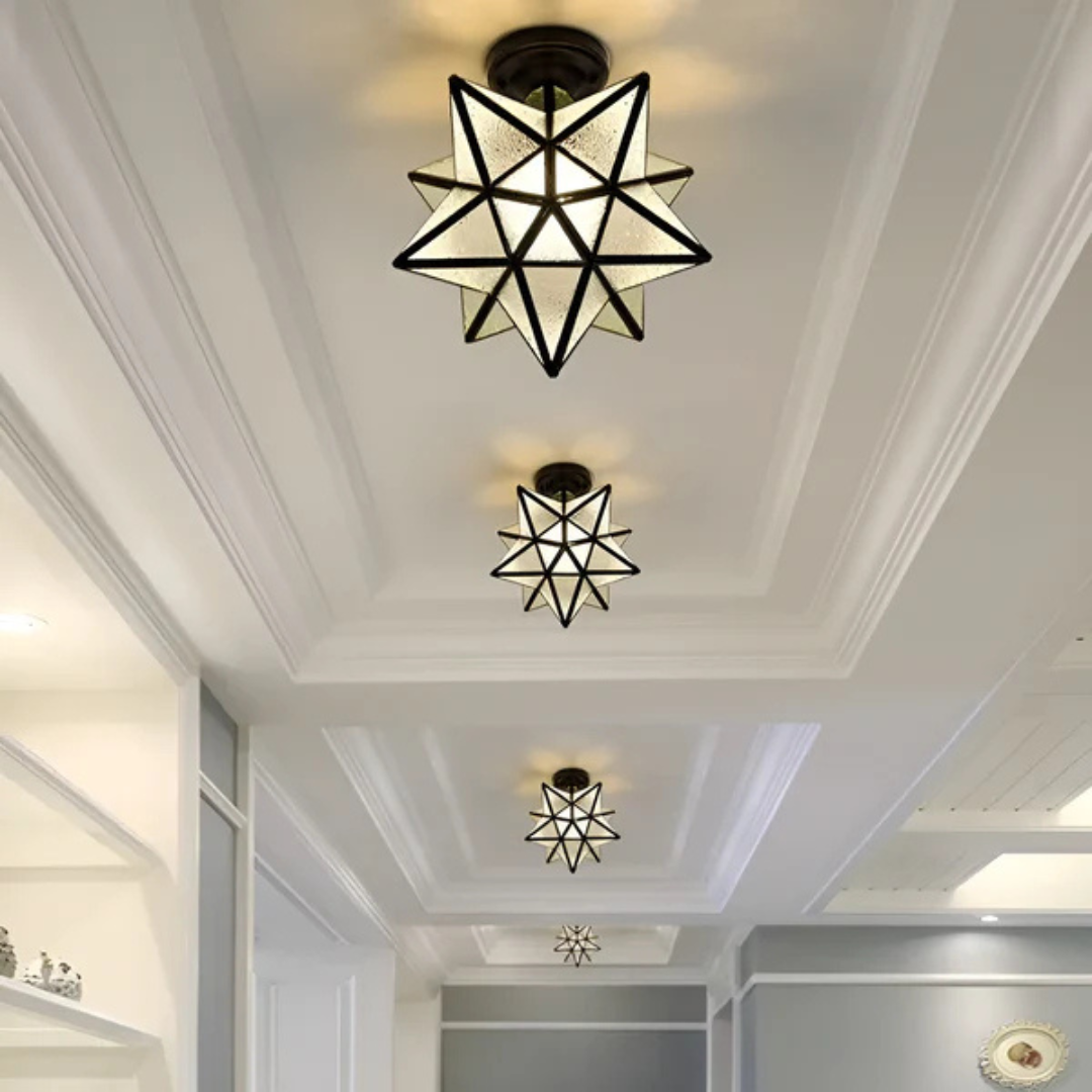 Modern Star-Shaped Flush Mount Ceiling Light - Elegant Design & Warm Glow 0