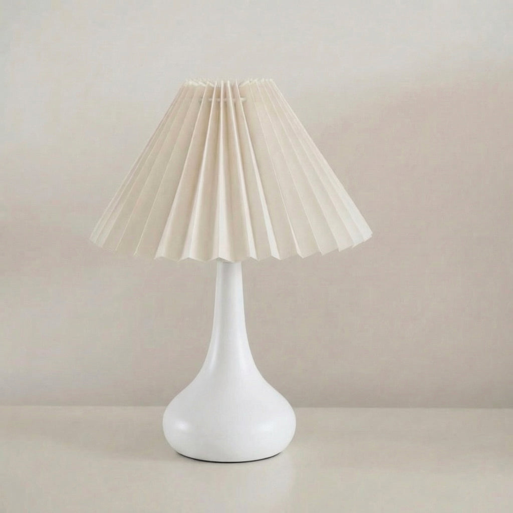 Modern Table Lamp - Dimmable LED Bedside Lamp with Pleated Shade 0
