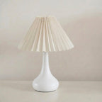 Modern Table Lamp - Dimmable LED Bedside Lamp with Pleated Shade 0