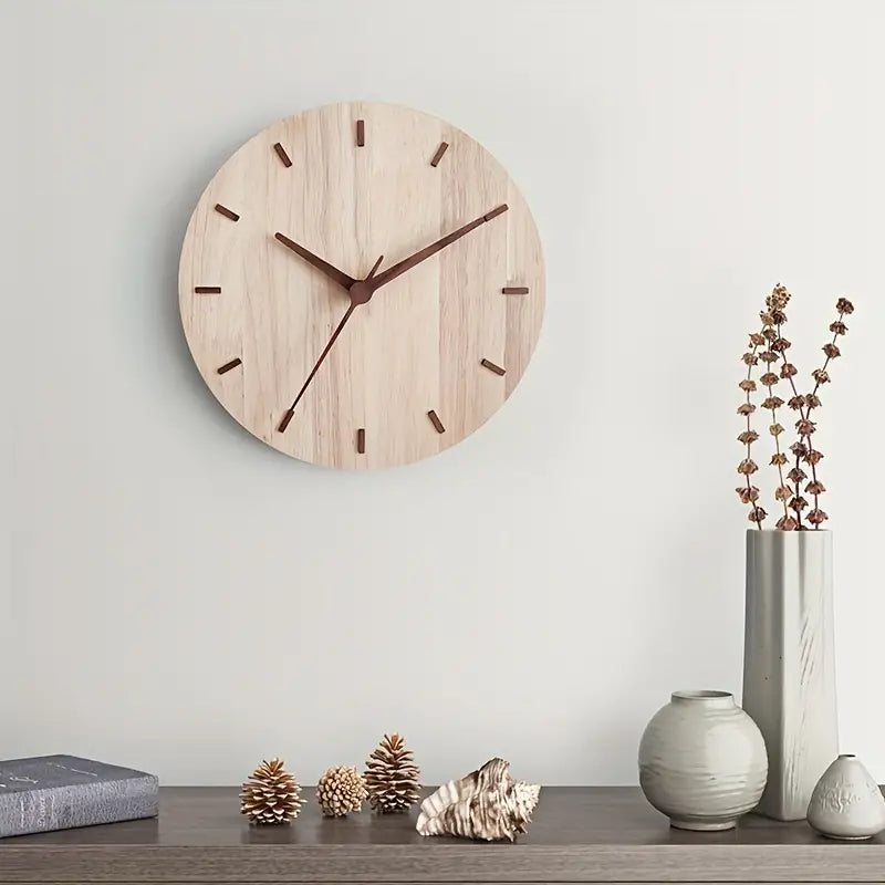 Modern Wall Clock - 30cm Walnut Wood Decor with Minimalist Design 1