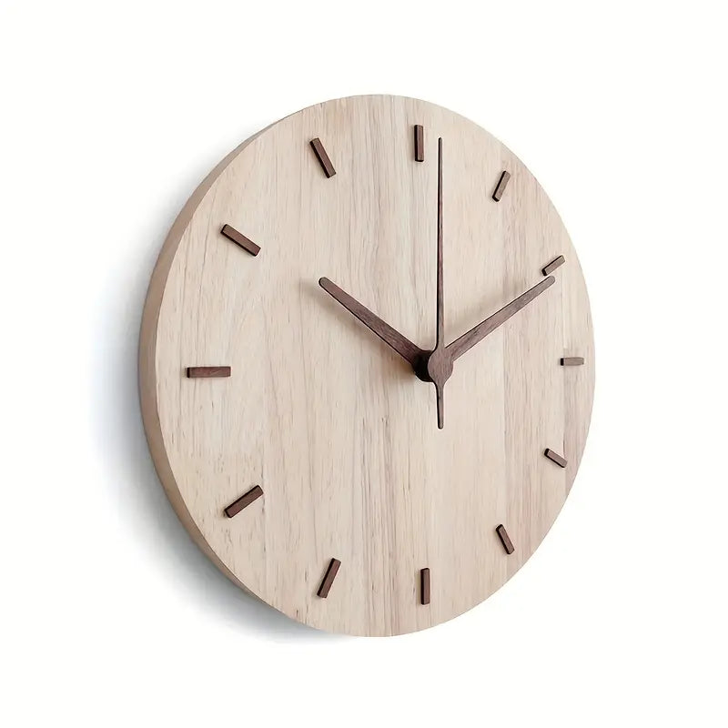 Modern Wall Clock - 30cm Walnut Wood Decor with Minimalist Design 3