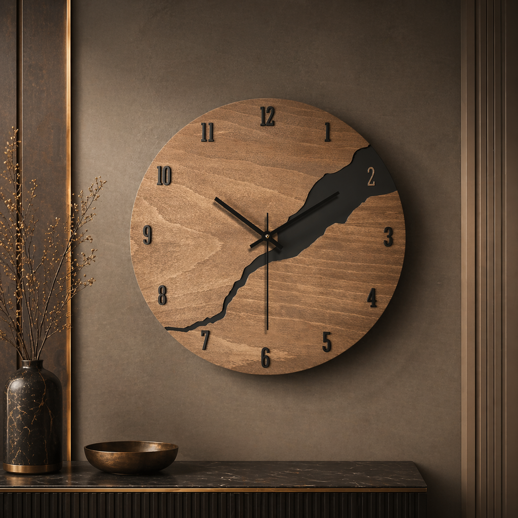 Modern Wall Clock - River-Cut Wood Decor for Timeless Elegance 5