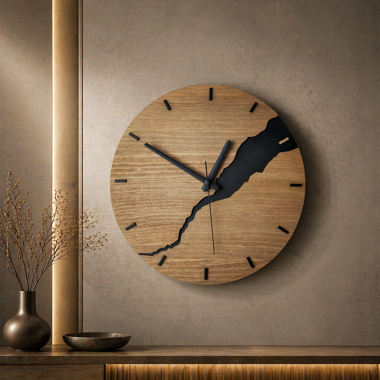 Modern Wall Clock - River-Cut Wood Decor for Timeless Elegance 8