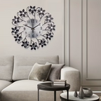 Modern Wall Clock - Silent Floral Design with Crystal Accents 4