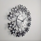 Modern Wall Clock - Silent Floral Design with Crystal Accents 7