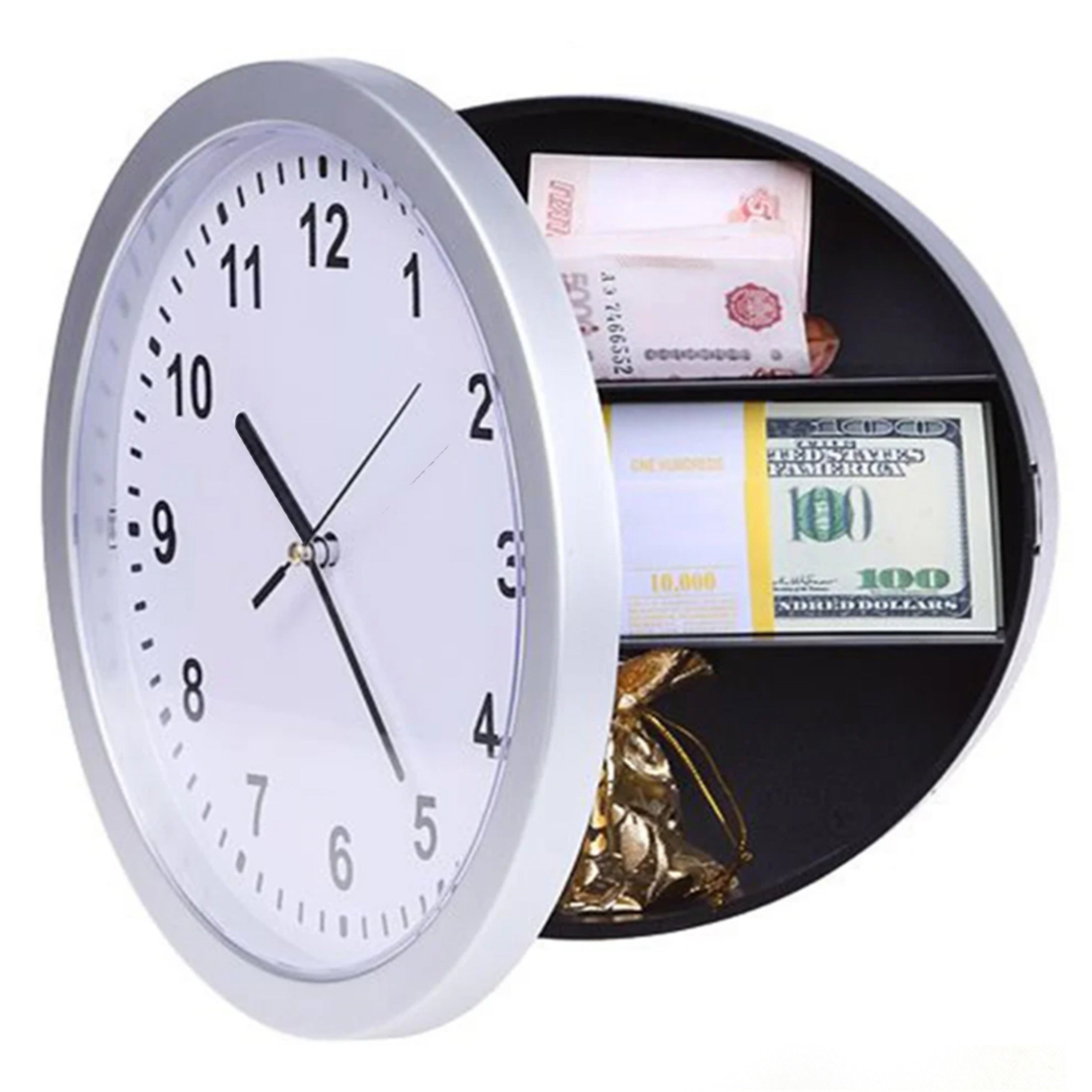 Modern Wall Clock - Stylish Decor with Hidden Storage Compartment 25cm 0
