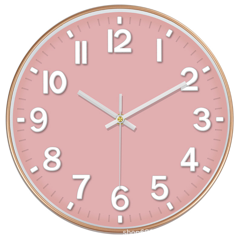 Modern Wall Clock - Stylish Pink Dial with Clear White Numerals 0