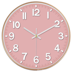 Modern Wall Clock - Stylish Pink Dial with Clear White Numerals 0