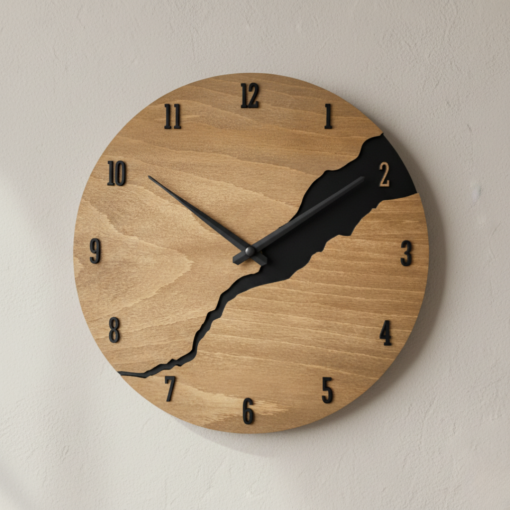 Modern Walnut Wall Clock - Elegant Minimalist Decor for Any Space 0
