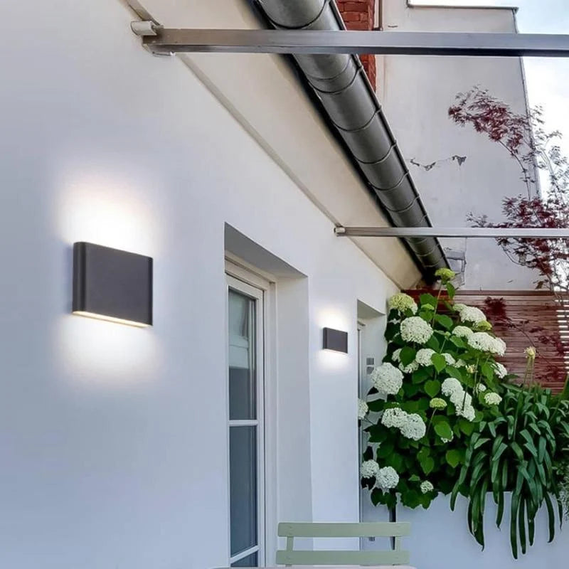 Modern Waterproof Outdoor Wall Lamp, Rectangular LED Exterior Wall Light in Black and White, Metal and Acrylic Design 12