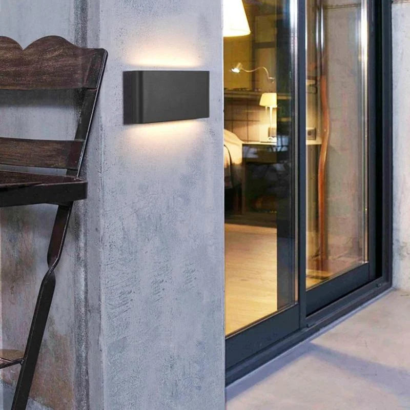 Modern Waterproof Outdoor Wall Lamp, Rectangular LED Exterior Wall Light in Black and White, Metal and Acrylic Design 2