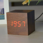 Modern Wooden Digital Desk Clock – Minimalist Cube Design for Home or Office, Compact Bamboo Wood Timekeeper 0