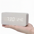 Modern Wooden LED Digital Alarm Clock Ð Smart Bedside Clock with Adjustable LED Display 3