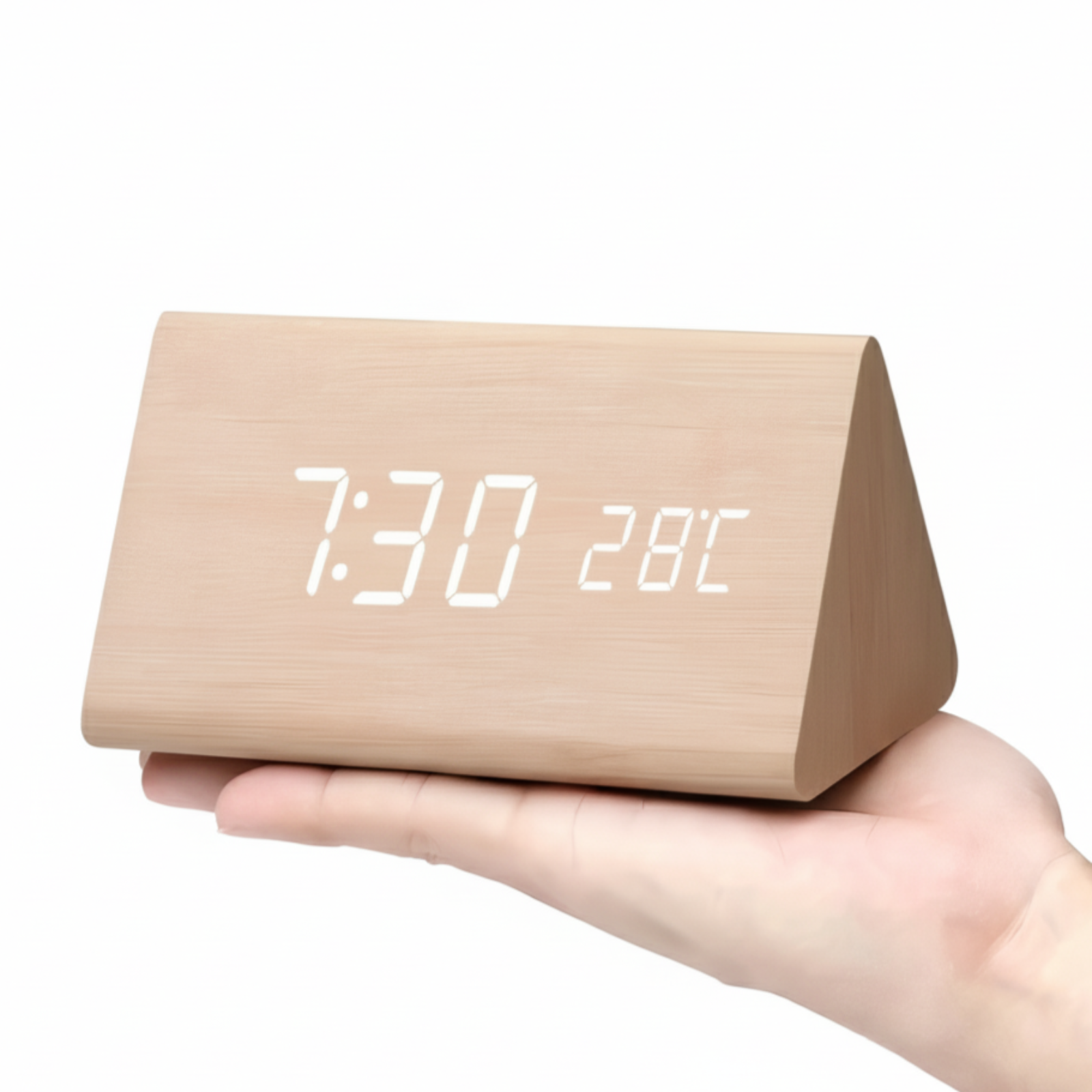 Modern Wooden LED Digital Alarm Clock Ð Smart Bedside Clock with Adjustable LED Display 10