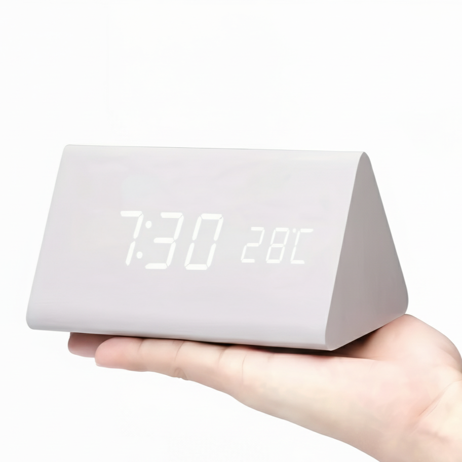 Modern Wooden LED Digital Alarm Clock Ð Smart Bedside Clock with Adjustable LED Display 7
