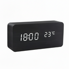 Modern Wooden LED Digital Alarm Clock Ð Smart Bedside Clock with Adjustable LED Display 4