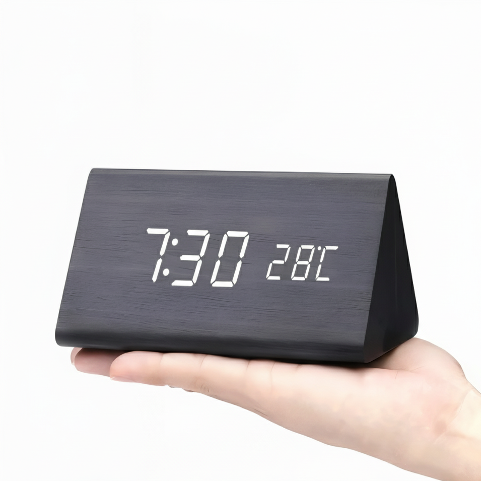 Modern Wooden LED Digital Alarm Clock Ð Smart Bedside Clock with Adjustable LED Display 8
