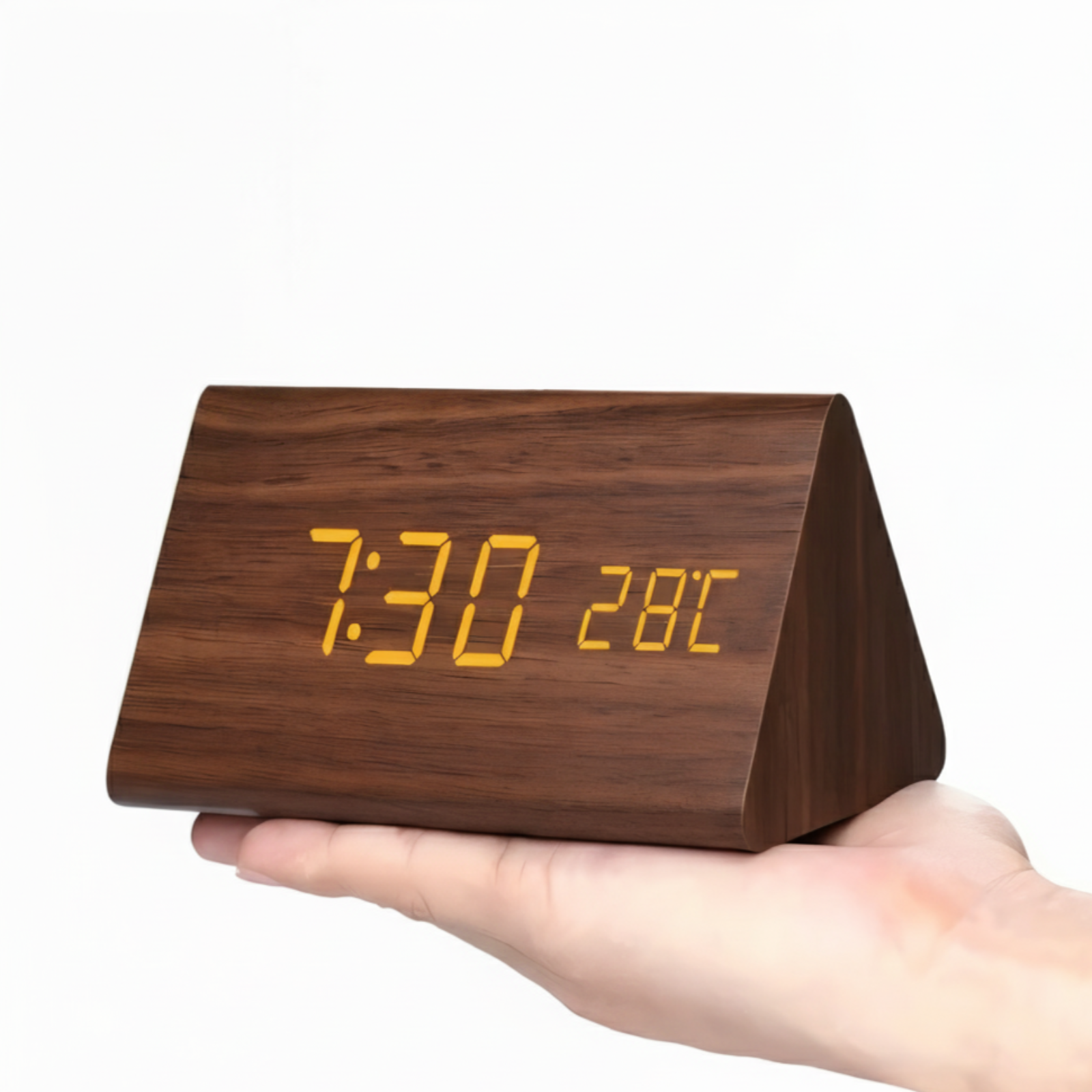 Modern Wooden LED Digital Alarm Clock Ð Smart Bedside Clock with Adjustable LED Display 9