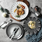 Monochrome Sunburst Dinner Plate – High-Density Porcelain Dinnerware, Durable and Dishwasher Safe, Modern Scandi-Industrial Design 1