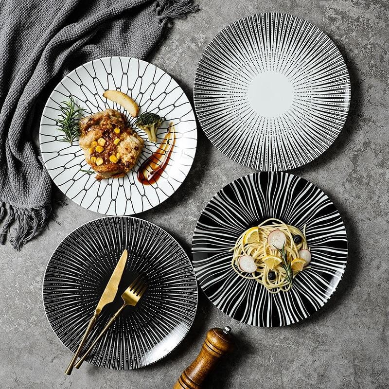 Monochrome Sunburst Dinner Plate – High-Density Porcelain Dinnerware, Durable and Dishwasher Safe, Modern Scandi-Industrial Design 2